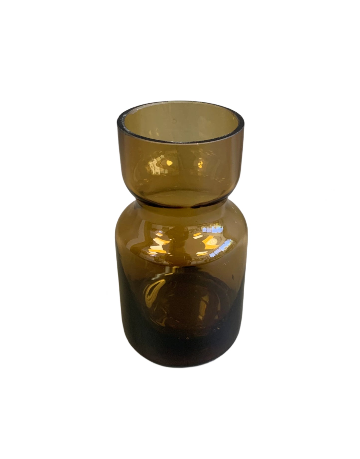 Brown Glass Bud Vase 4.5 inches tall