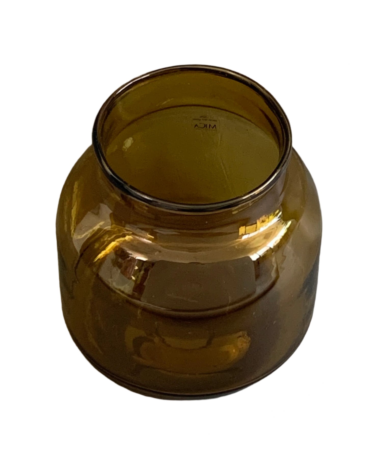 Brown glass vase by Mica 9” tall with 6” opening