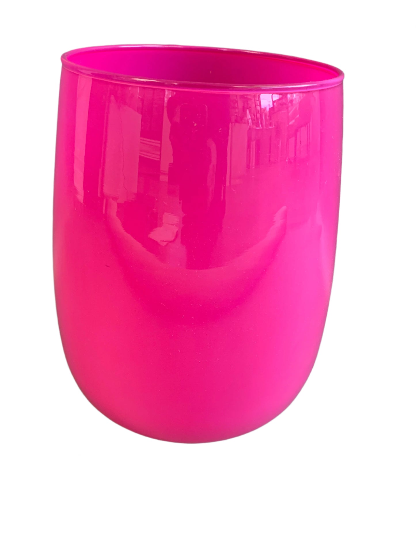 Hot Pink Glass Vase 9” tall