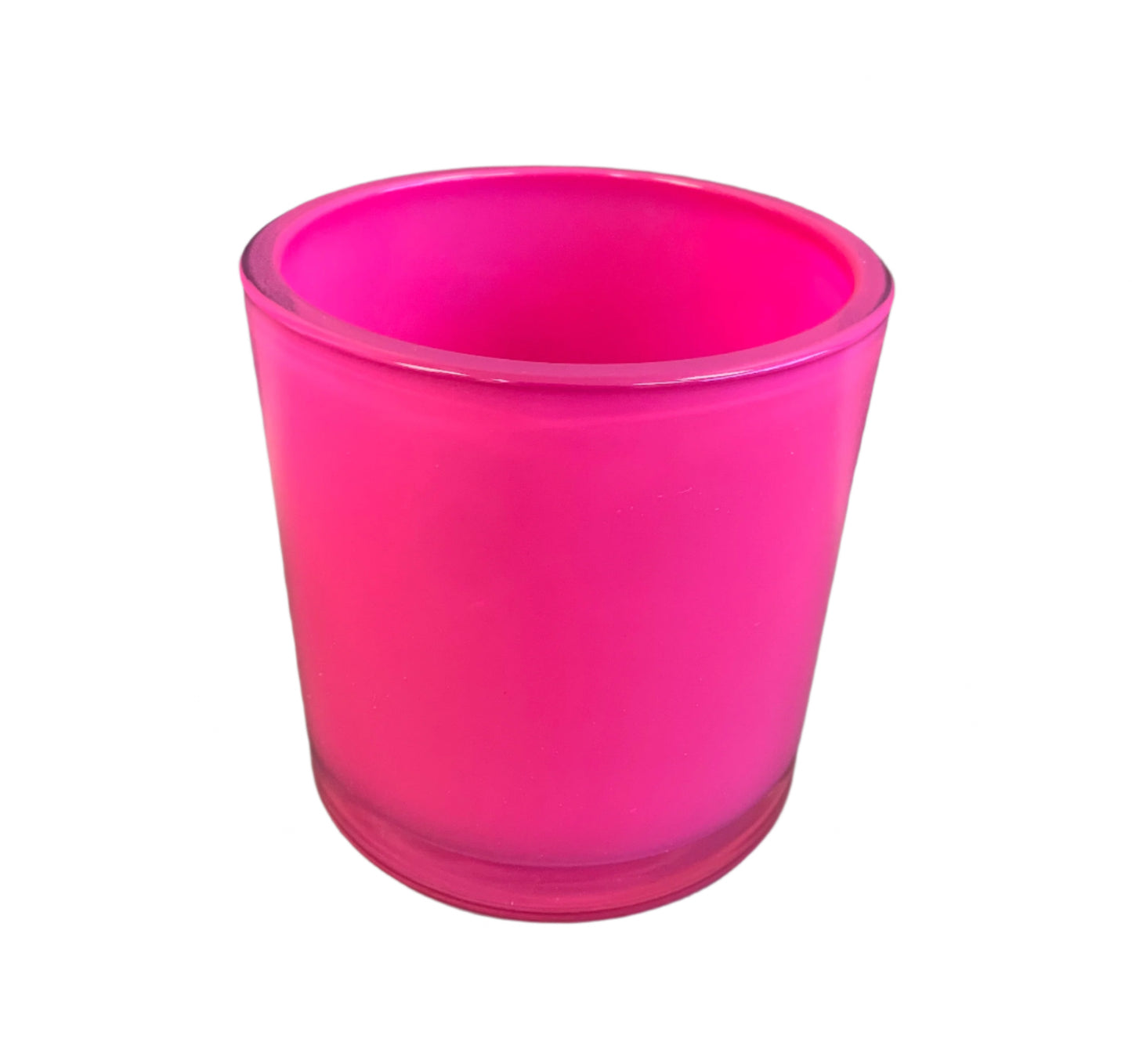 Hot pink heavy glass vase 5.5 inches tall