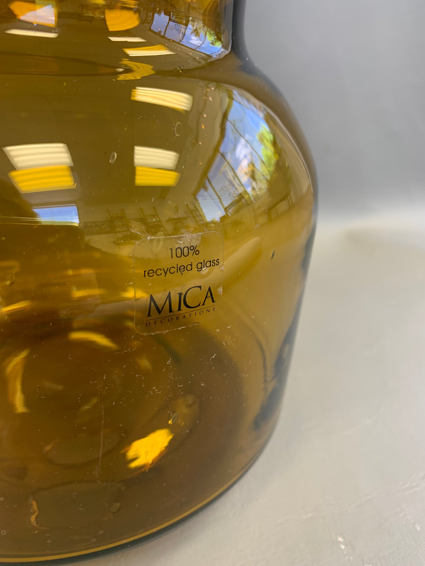 Brown Glass Vase by Mica – 9” Tall with 6” Opening