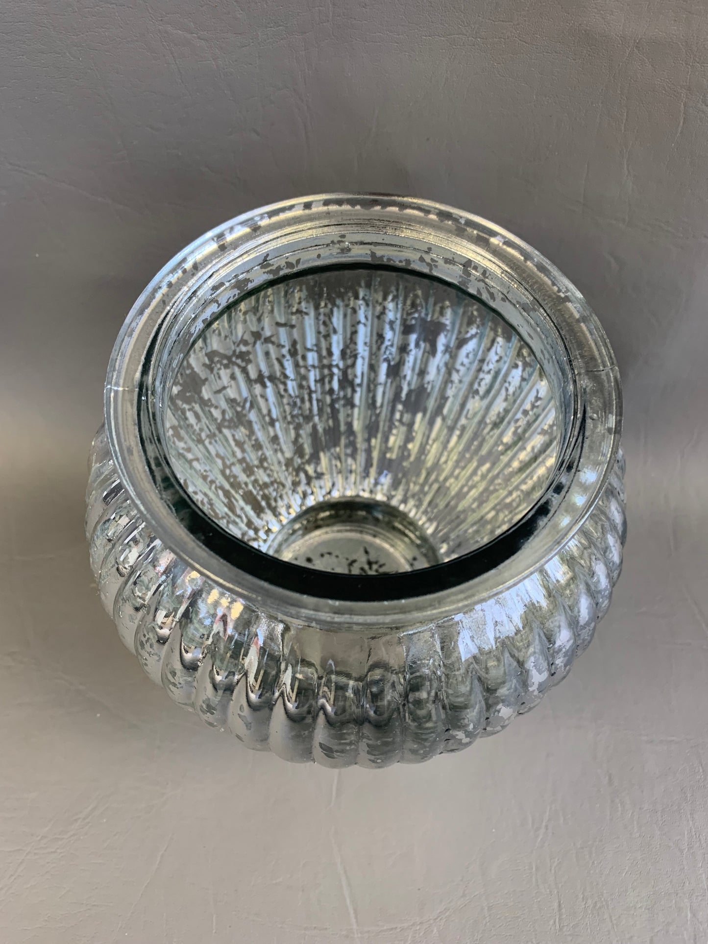 Silver Weathered Glass Vase – 6” Tall, 4” Opening