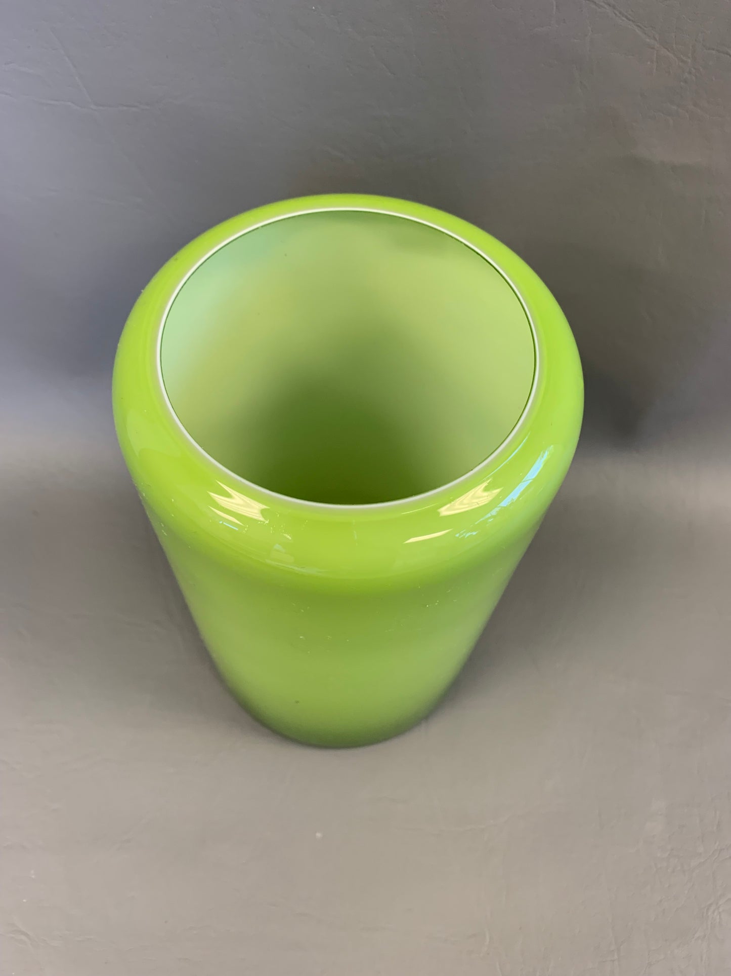 Lime Green Glass Vase – 8” Tall