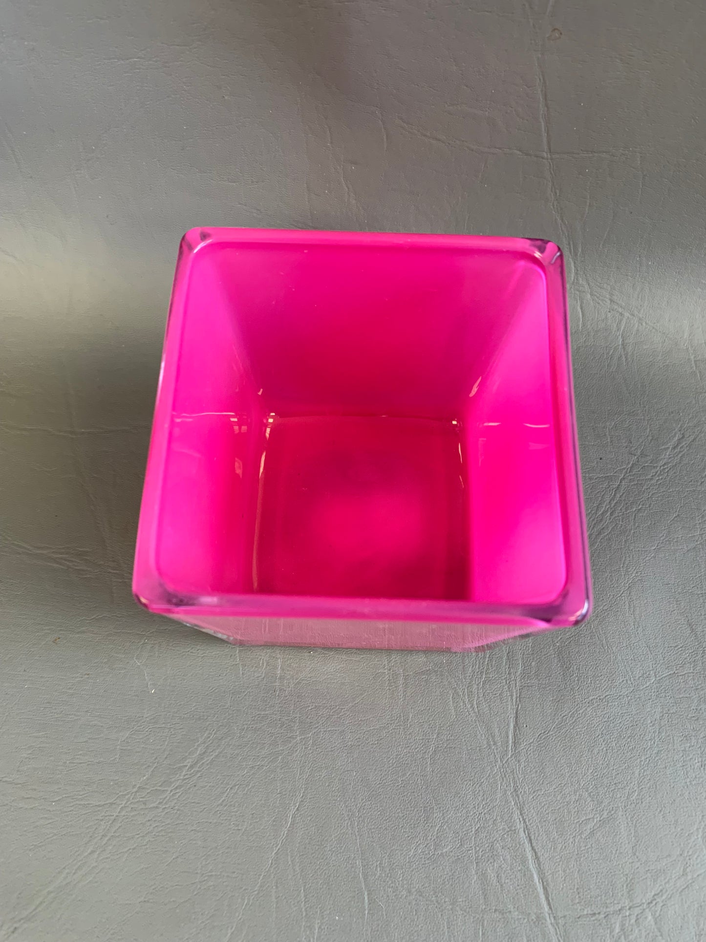 Hot Pink Glass Cube Vase - 3” Small and Striking