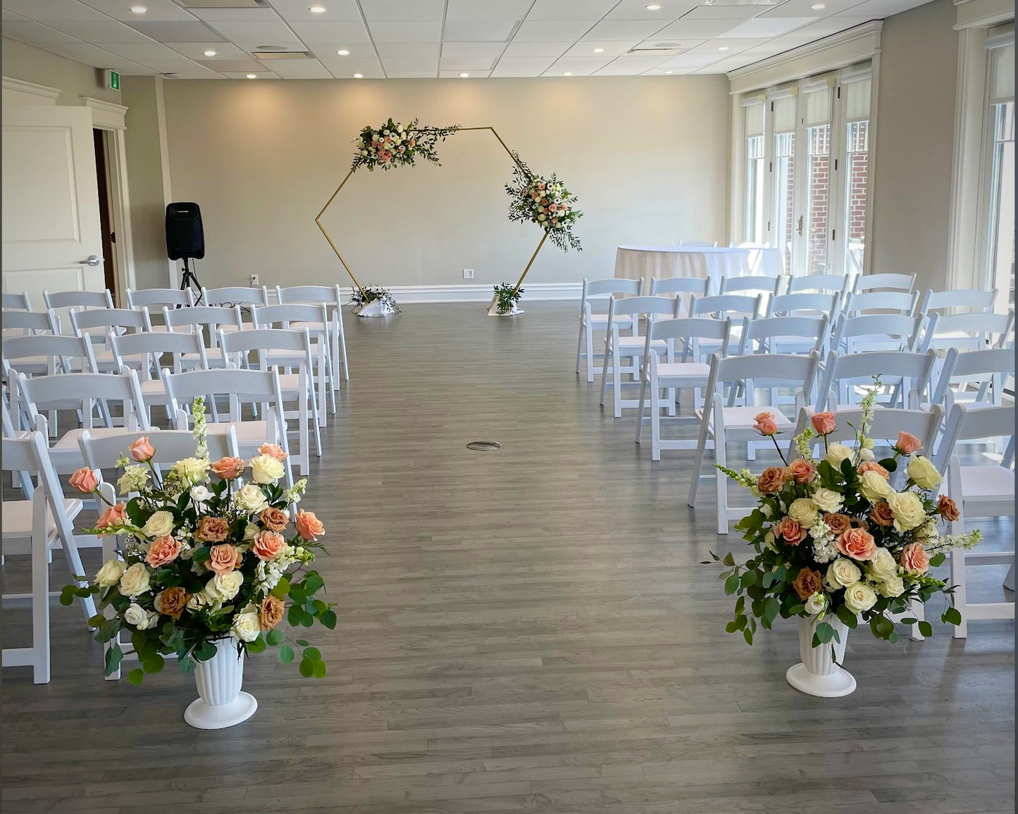 Aisle Arrangement - Tall Wedding Flowers in White Urn