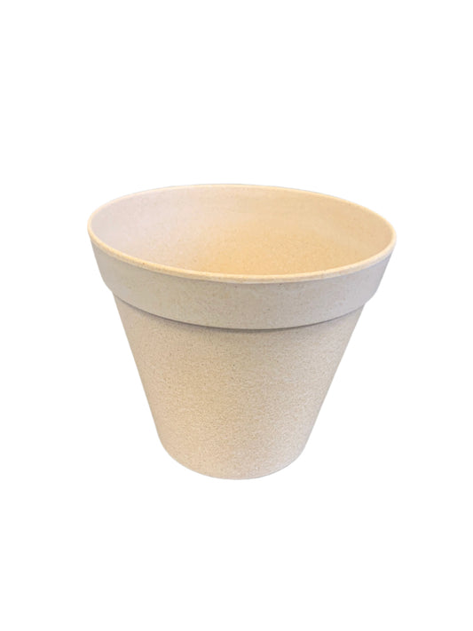 5-inch patio flower pot beige fiber and plastic