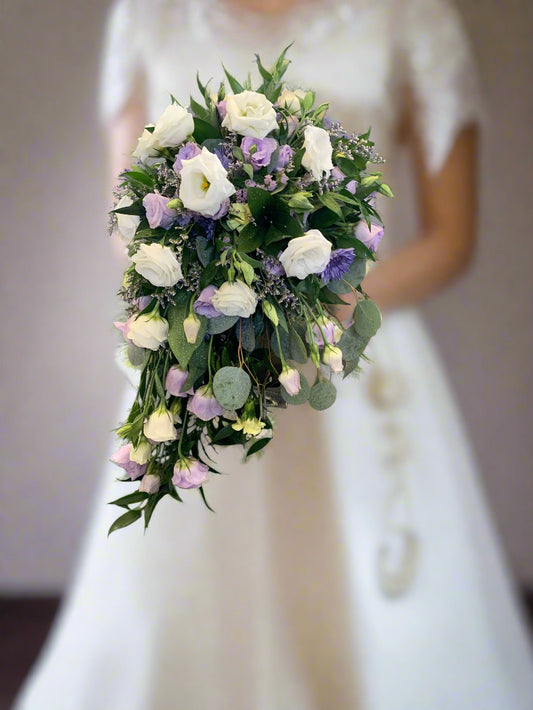 Lisianthus Cascading Bridal Bouquet