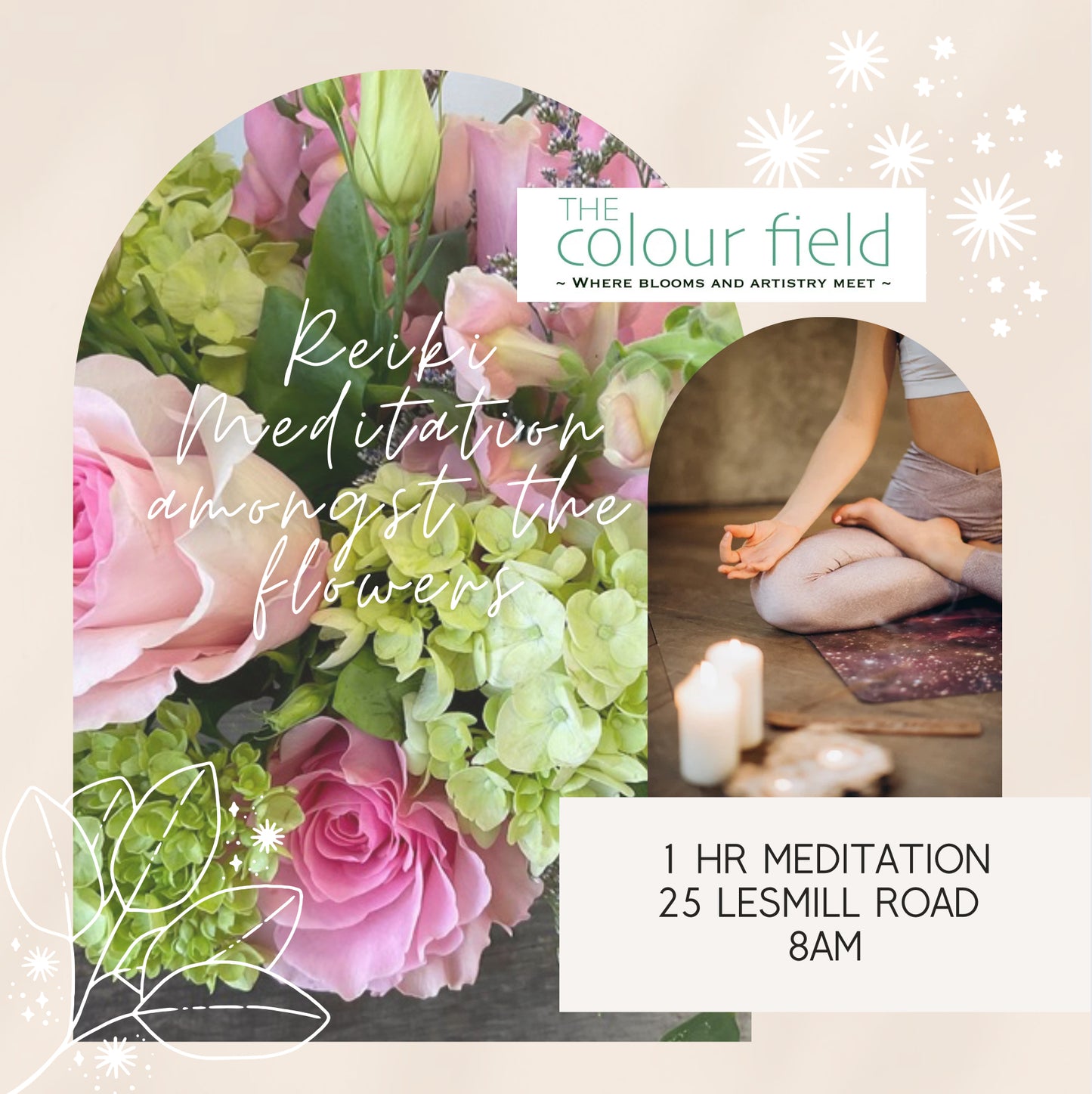 1 Hour Reiki Meditation with Florals - Saturday October 25