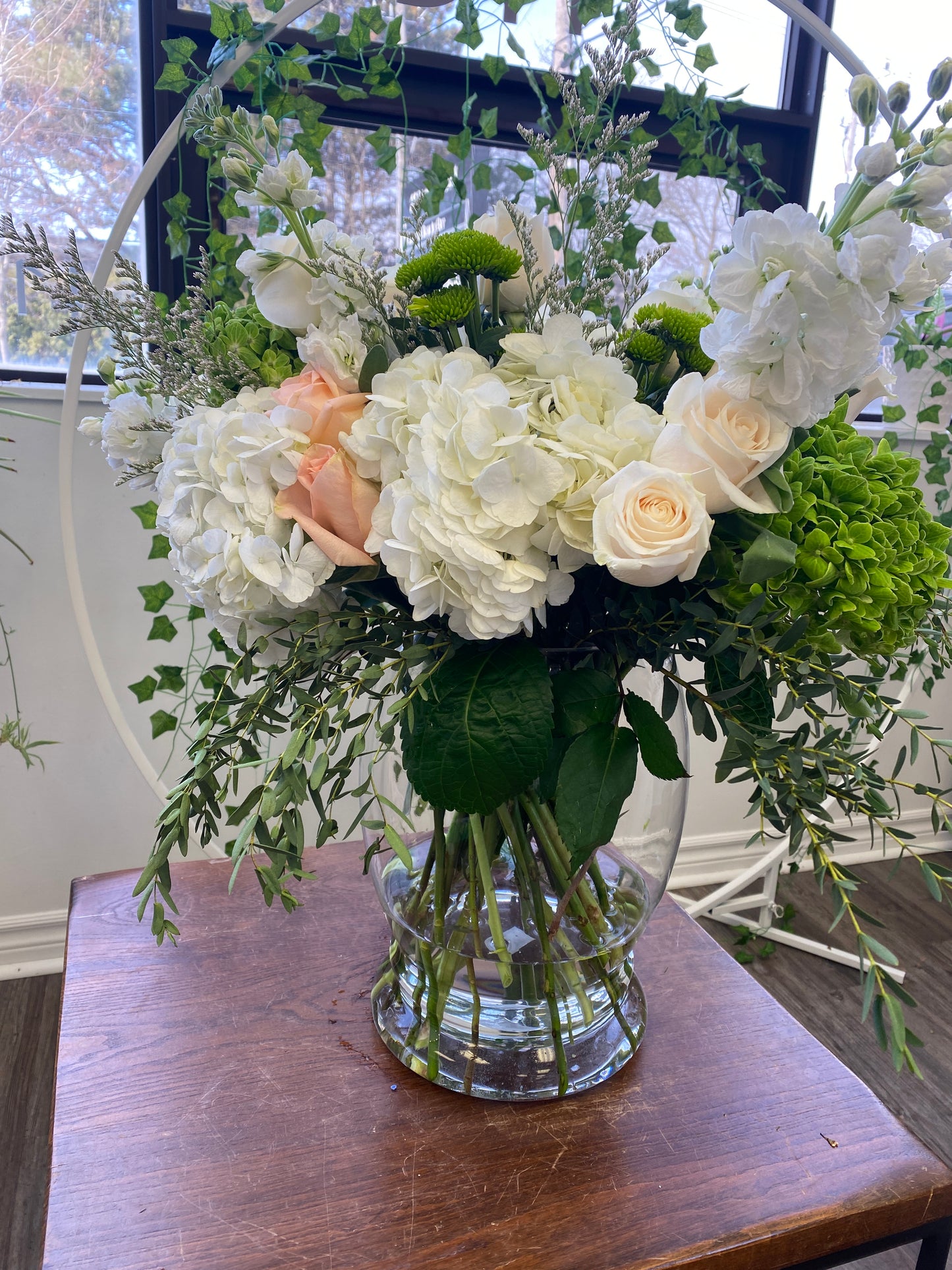 White, Peach & Green Statement Arrangement