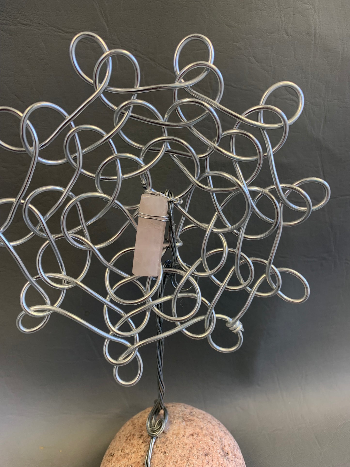 Everlasting Flower Sculpture with pink quartz