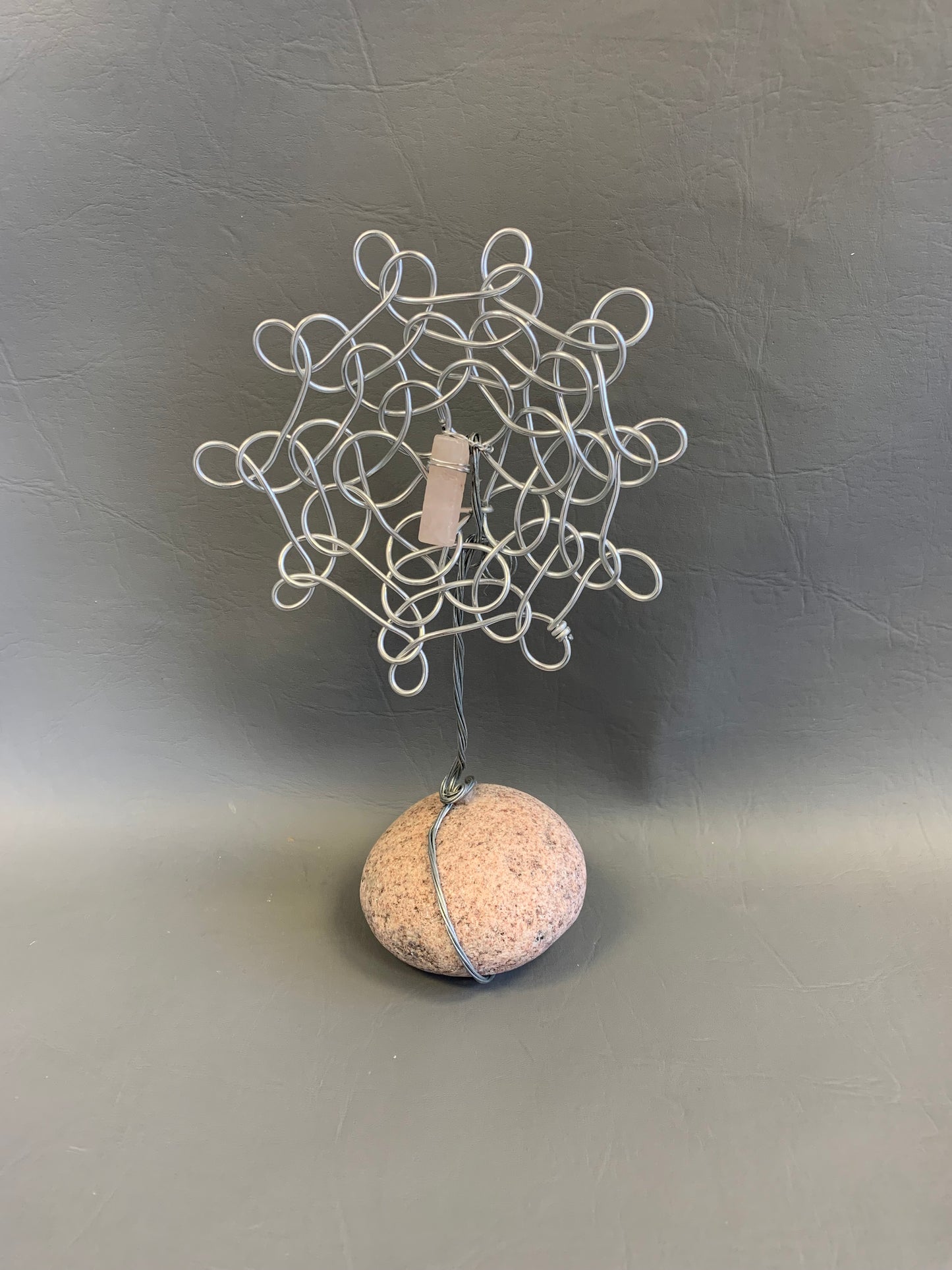 Everlasting Flower Sculpture with pink quartz