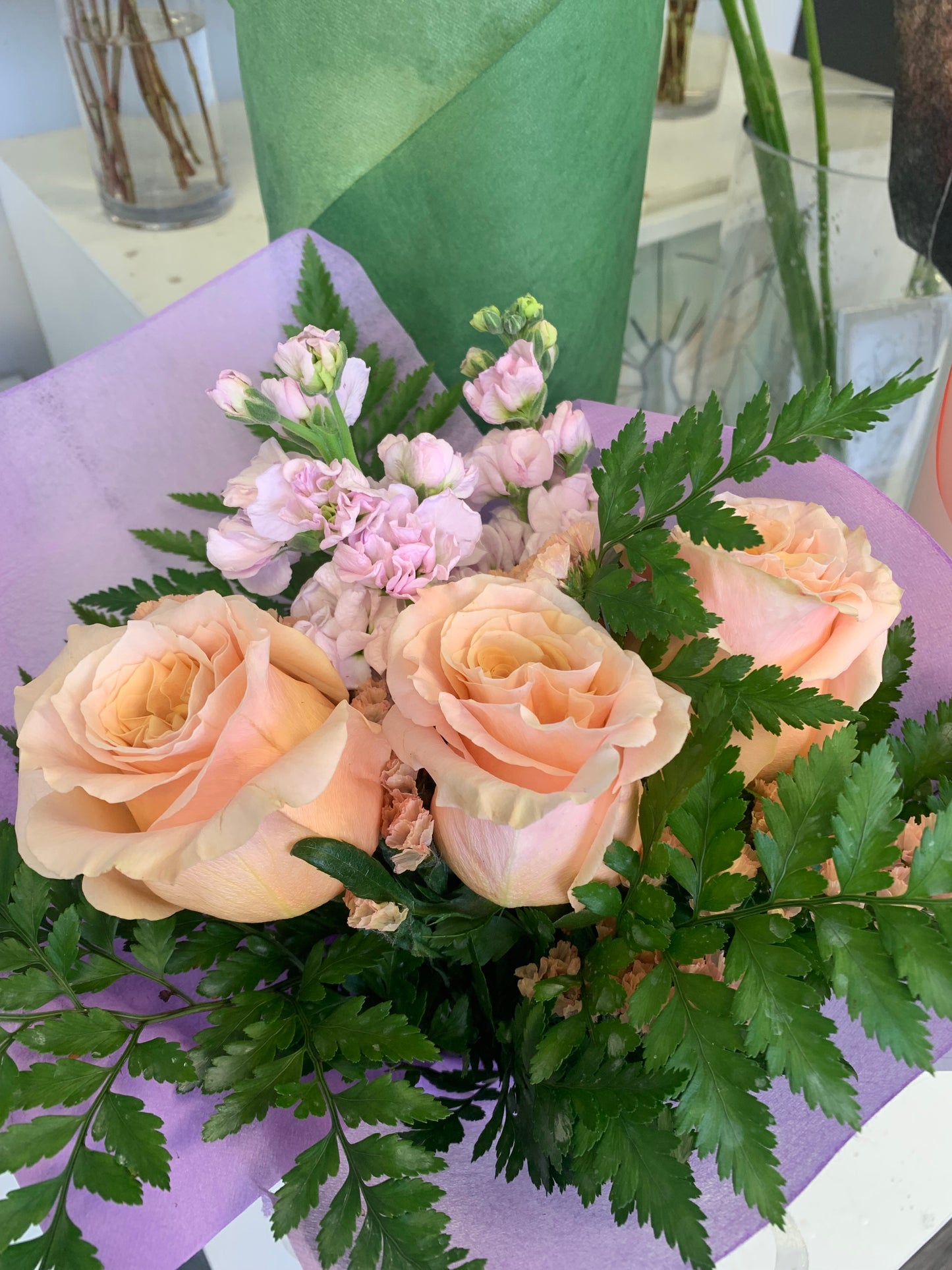 Ready to go Peach Rose Bouquet