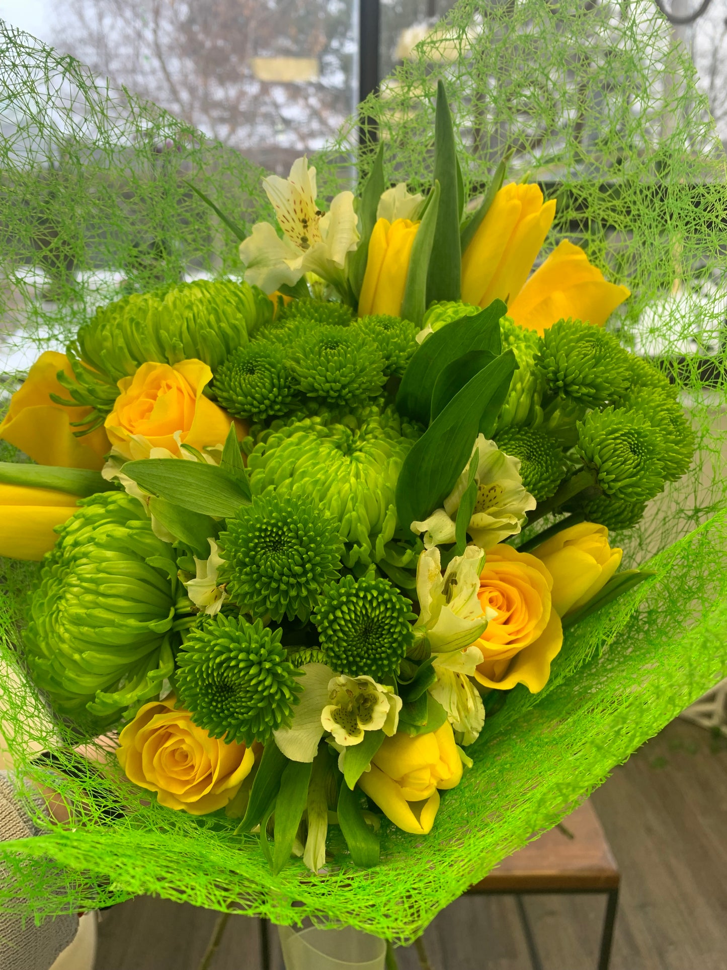 Yellow and Green Celebration Bouquet