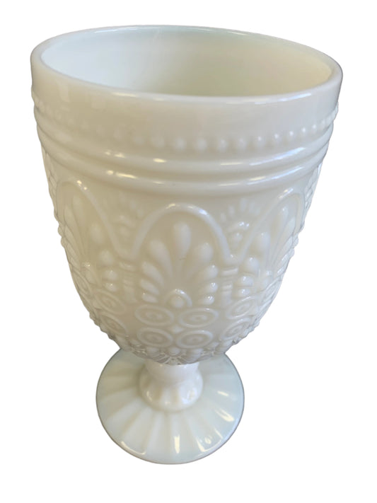 Milky white goblet 7” tall from Abbott Collection