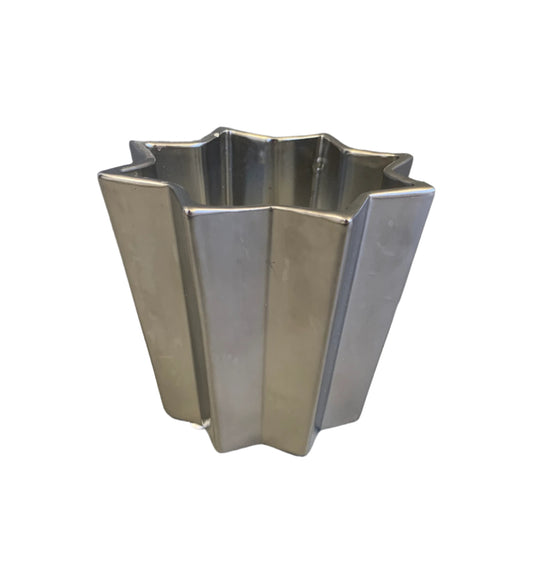 metalllic silver star vase 5 inches tall