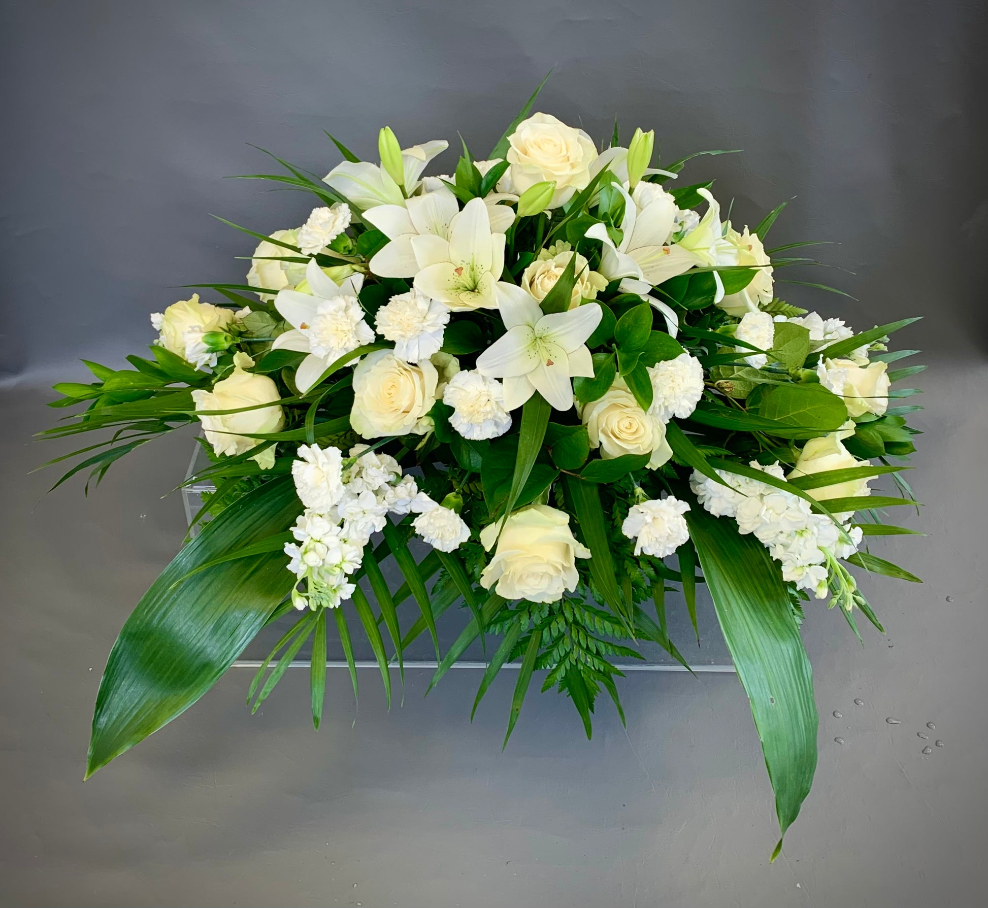 White Casket Spray for funeral next day delivery