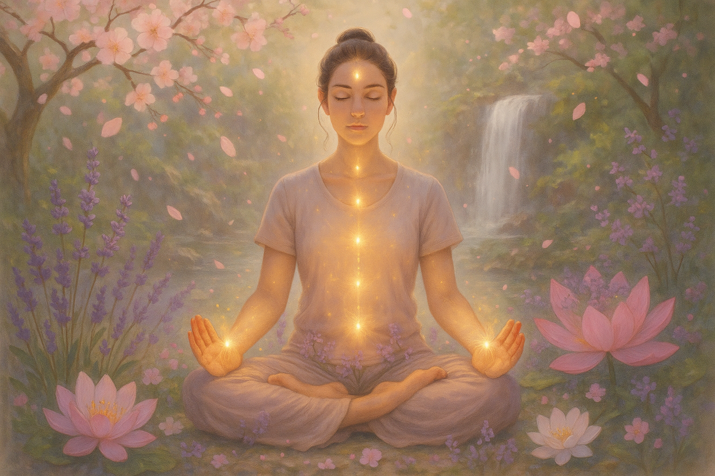 Reiki meditation with flowers