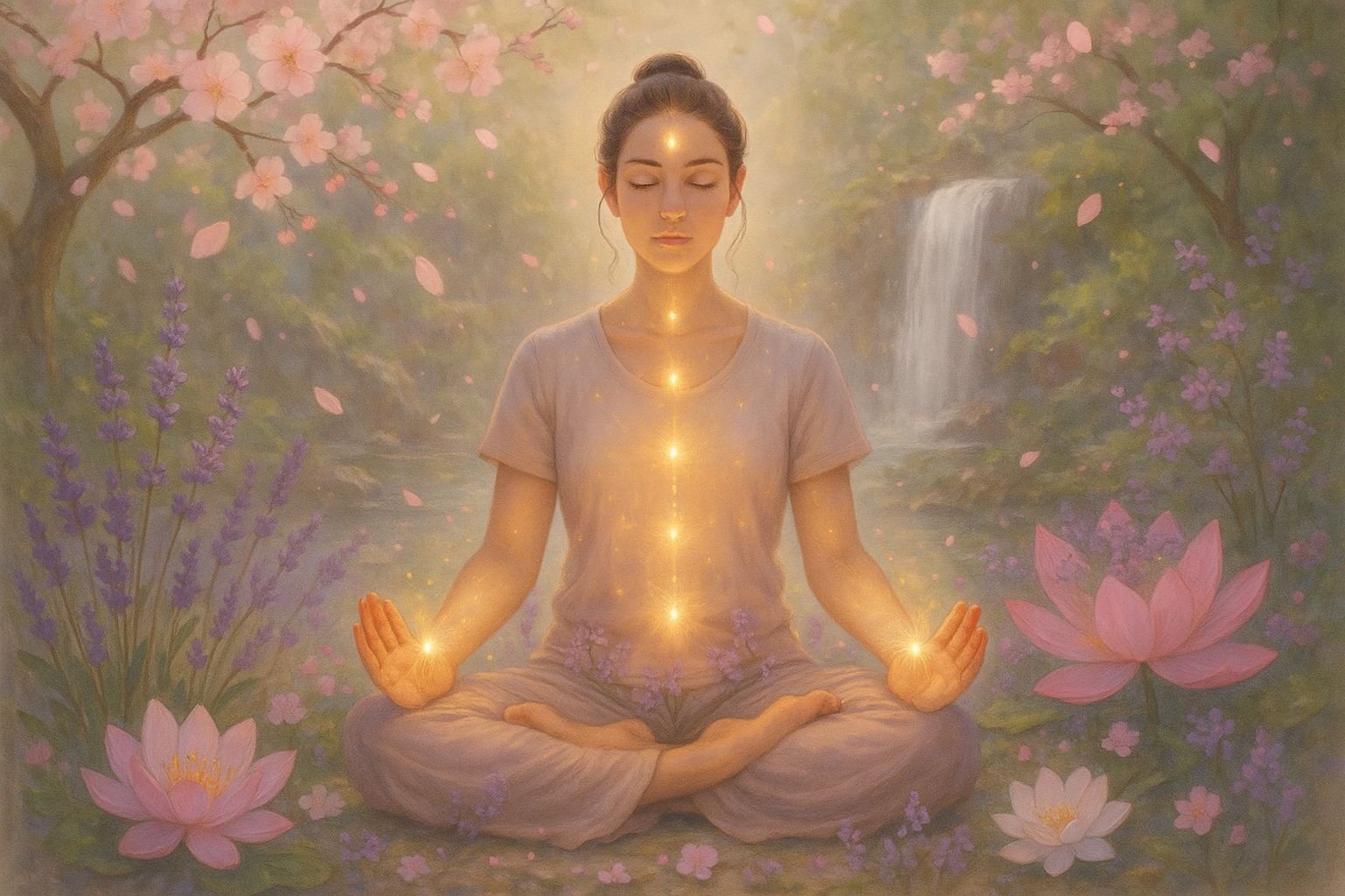 Reiki meditation with flowers