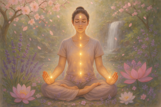 Reiki meditation with flowers